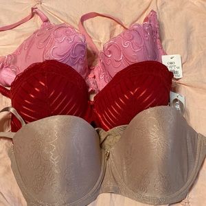 Three 38C padded bras NWT